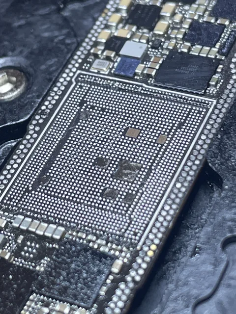 Contact pad footprint on the board after removing a chip