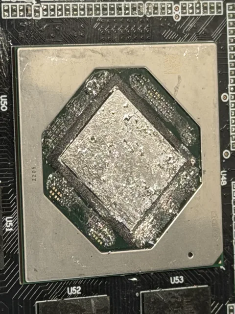 Processor with paste residue before cleaning