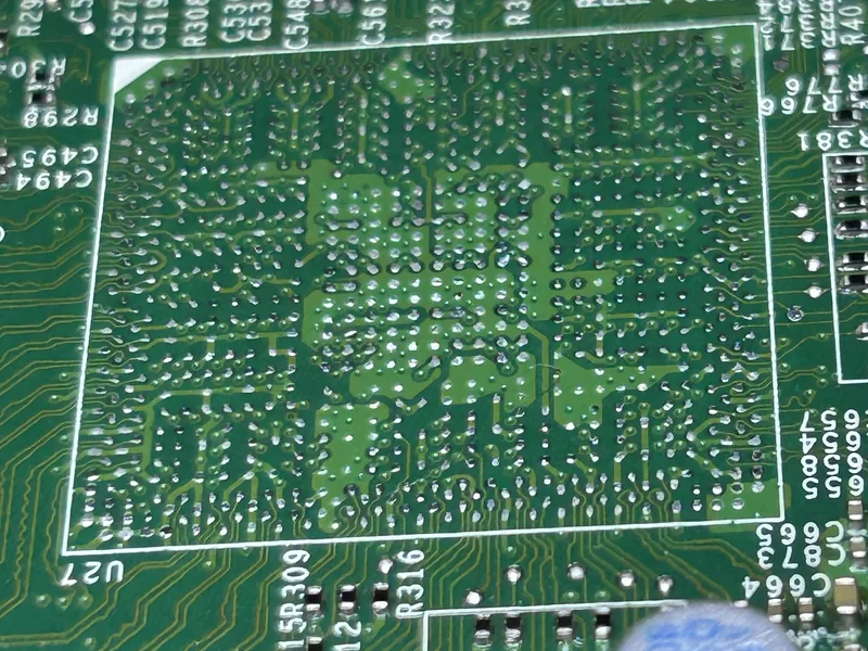 Detail of an electronic board with its components and silkscreen